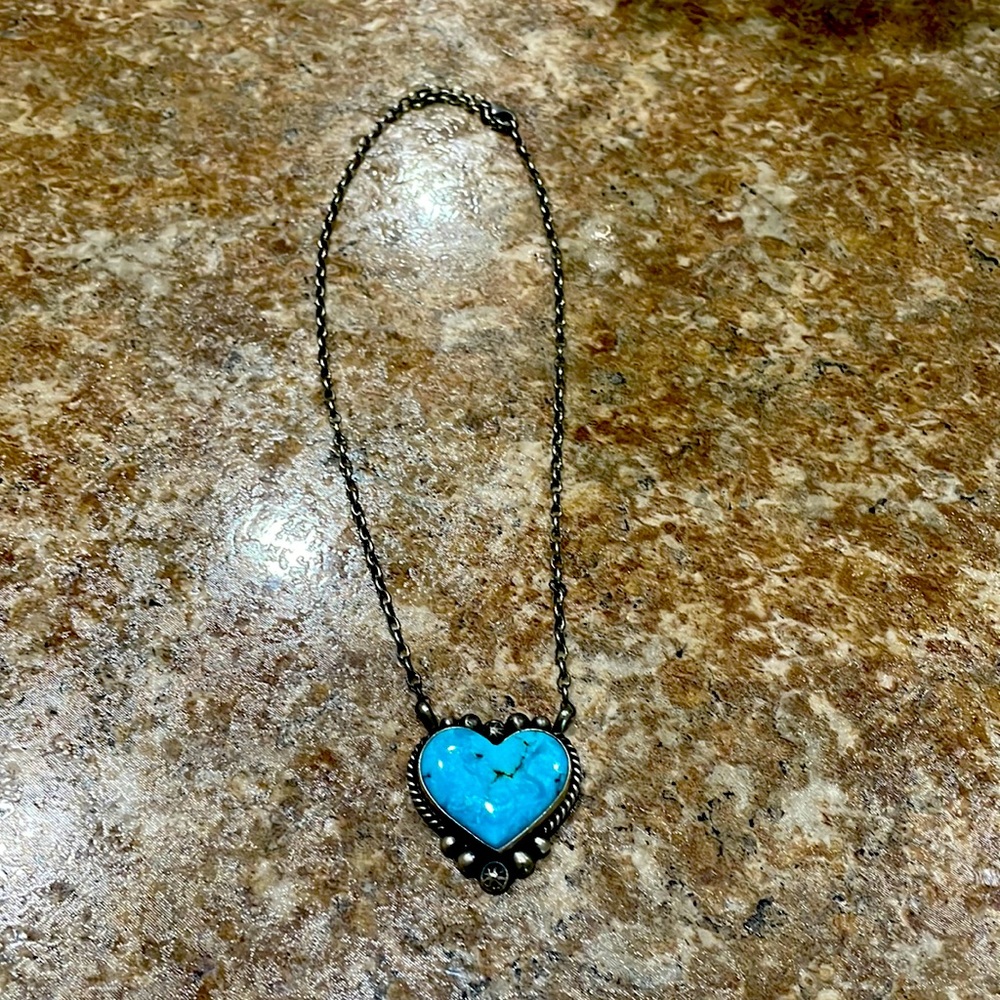 Real turquoise heart necklace